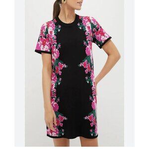 NWT Tuckernuck Climbing Roses Knit Short Sleeve Dress – Black & Pink Floral (Siz